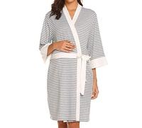 Pregnant Robes Women Fashion Striped Print Robes Casual 3/4 Sleeve Maternity and Postpartum Clothing Ladies Breast-Feeding Clothes Homewear Bath Robes Nursing Clothes Gray