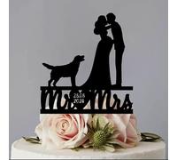 Pregnant Wedding Bride And Groom Cake Topper, Pregnant Mr Mrs Labrador Retriever, 6-7.8 Inch For Party Cake, Lover, Newlyweds