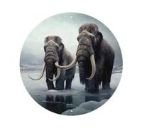 Prehistoric Animals Poster Two Mammoths Metal Tin Sign