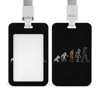 Prehistoric Ape Robot to Man Evolution Card Holder Cute ID Badge Holders Card Protector for Office Work Women Men