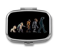 Prehistoric Ape Robot to Man Evolution Pill Box 2 Compartment Pill Case Decorative Organizer Storage Boxes Holder Cute
