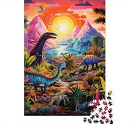 Prehistoric Dinosaur 1000 Piece Jigsaw Puzzle Paper for Adults Sunset Jungle Scenery Relax Focus Family Decor Gift 70x50cm/1000pcs