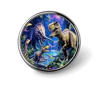 Prehistoric Dinosaur Jungle Lapel Pin Brooches Round Fashion Brooch Pin Cute Button Badges Alloy Button Pins Enamel Pins Metal Pinback for Hat Shirt Clothing Bags