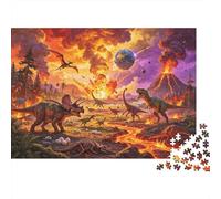 Prehistoric Dinosaur Puzzle for Adults 1000Pc Recyclable Paper Apocalyptic Scene Jigsaw Puzzles Educational Game Challenge Ideal for Family And Friends Gifts 38x26cm/1000pcs