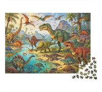 Prehistoric Dinosaur Puzzle for Adults 1000Pc Recyclable Paper Jurassic Period Jigsaw Puzzles Educational Game Challenge Ideal for Family And Friends Gifts 70x50cm/1000pcs