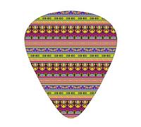 Prehistoric Guitar Picks 6 PC,Aztec Borders Ornate Tribal,Personalized Guitar Pick for Acoustic,Great Gift for Dad Boyfriend Guitar Players(0.46/0.71/0.96 mm),Green Magenta,0.96