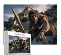 Prehistoric Human Hunter 1000 Piece Jigsaw Puzzles for Adults Fur Clothing Art Jigsaw Puzzle Challenging Family Activity Games Colorful DIY Craft Puzzle for Home Decor Gifts 27×20 Inches