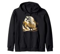 Prehistoric Legends T-Rex Halftone Vintage Design Zip Hoodie