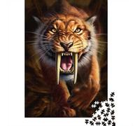 Prehistoric Saber-Toothed Tiger Roaring, Classic Puzzle, 1000 Pieces, 52x38cm/1000pcs