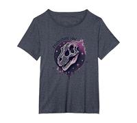 Prehistoric Soul Dinosaur Fossil Art for Paleontology Fans T-Shirt, Women's Plus, Heather Blue, 4X