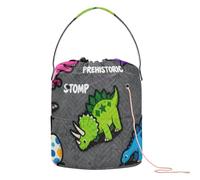 Prehistoric Stomp Dinosaur Group Crochet Bag Crochet Organizer Bag with Holes Crochet Tote for Crochet Tool Crochet Project