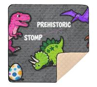 Prehistoric Stomp Dinosaur Group Large Stylish Baby Playmat for Indoor Outdoor Comfortable Infant Play Activity Mat for Baby Kids Toddlers Infants, 50'' x 50''