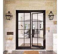 Prehung 72" x 96" Steel French Double Door Entry - 8-Lite Low-E Matte Black Exterior Energy-Efficient Stylish Home Entrance Solution