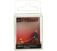 Preiser 1/87 Ème - PR28078 - Model Railway - Man Pulling 1 Child in 1 Sledge,28078