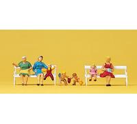 Preiser 10051 Women (3) and Children (4) on Benches Exclusive Figure Set