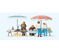 Preiser 10052 HO/OO Gauge Market Stalls (2) w Accessories Exclusive Figure Set