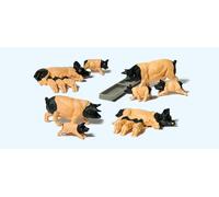 Preiser 10149 HO/OO Gauge Black Faced Pigs of (14 & Trough) Exclusive Figure Set
