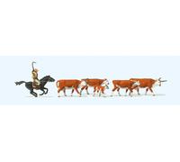Preiser 10159 Longhorn Cattle, Cowboy On Horseback, H0, New 2020