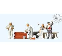 Preiser 10251 Characters: Set Of Bricklayer Workers At Work With Tools In Scale
