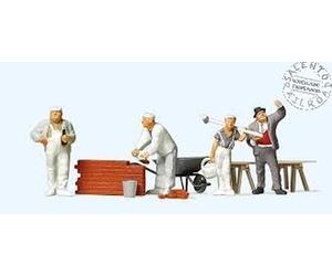 Preiser 10251 Characters: Set Of Bricklayer Workers At Work With Tools In Scale