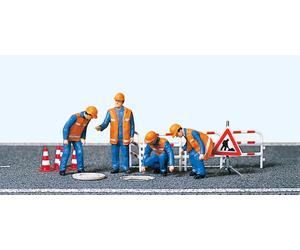 Preiser 10445 HO/OO Gauge Drain Inspectors (4) and Accessories Excl Figure Set