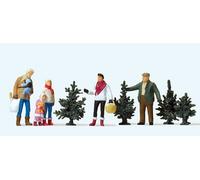 Preiser 10627 Christmas Tree Sales Scene (5) Exclusive Figure Set