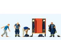 Preiser 10642 HO/OO Gauge Firemen Preparing for the Fire Run (4) Ex igure Set