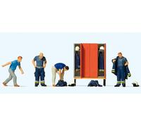 Preiser 10642 HO/OO Gauge Firemen Preparing for the Fire Run (4) Ex igure Set