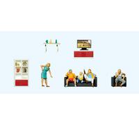 Preiser 10649 HO/OO Gauge Living Room Scene (5) Exclusive Figure Set