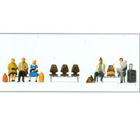 Preiser 10660 Five Waiting Travelers, 3 Seating Rows, H0