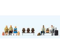 Preiser 10660 HO/OO Gauge Waiting Travellers (5) on Modern Seats Excl Figure Set