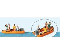 Preiser 10764 Family in Rubber Dinghy (4) Exclusive Figure Set