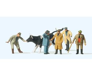 Preiser 14039 Ho Scale People at the Cattle Market with Cow H0 1:87