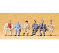 Preiser 14145 Seated Workers (6) Standard Figure Set