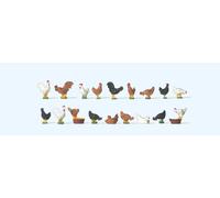 Preiser 14168 HO/OO Gauge Chickens (18) Standard Figure Set