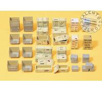 Preiser 17110 Industrial Containers Set: Pallets, Baskets, Wooden Crates in Sca