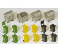 Preiser 17202 Wheelie Bins (12) and Dumpsters (4) Kit HO
