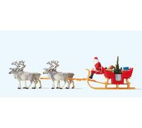 Preiser 30399 Christmas Sleigh with 4 Reindeer, Finished Model, H0