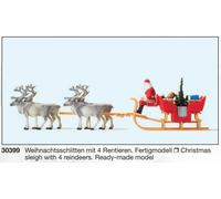 PREISER 30399 HO Scale Santa Claus With Sleigh Pulled By Reindeer
