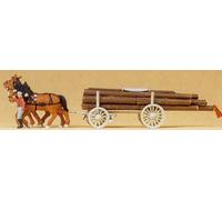 Preiser 30465 Horse Drawn Log Wagon HO