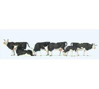 Preiser 73013 Black/White Cows (6) British OO Scale Figure Set