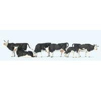Preiser 73013 Black/White Cows (6) British OO Scale Figure Set