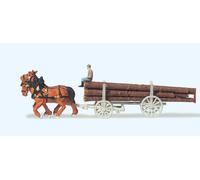 Log wagon, two horses & driver N gauge Figures Preiser 79477