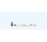 Preiser 88577 Shepherd with Sheep and Sheepdog Figure Set