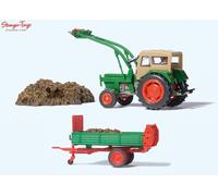 Preiser Deutz D6206 Tractor with Trailer & Muck 1:87 HO Scale