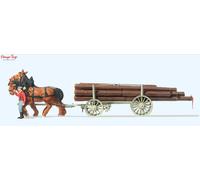Preiser Horse Drawn Log Wagon 1:87 HO Scale
