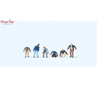 Preiser Workers Crouching (6) Figure Set - 1:160 N Gauge