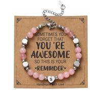PREJOY Tiny Bead Bracelets for Women, Trendy Inspirational Beaded Bracelet Gifts with Initial Letter A-Z for Her,Mom Wife Friends Sisters on Valentine's Birthday Christmas Easter, M, Stone, no