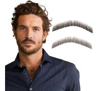 Prejoye Realistic Moustache Human Hair Handmade Artificial Beards with Invisible Soft Lace Natural Looking Costume Facial Hair (M01 Brown)