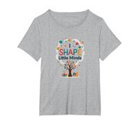 PreK Teacher I Shape Little Minds Inspirational Gift T-Shirt, Women's Plus, Heather Grey, 2X